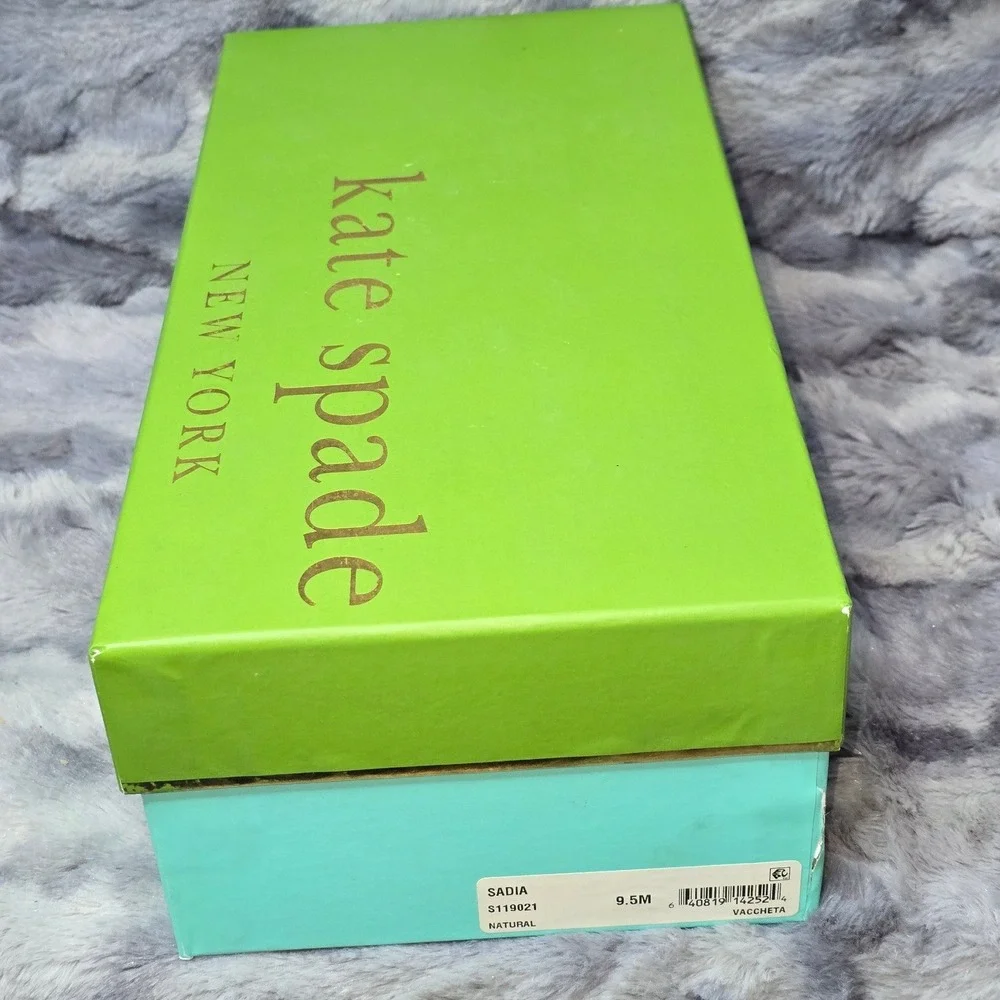 NWB Kate Spade Sadia Natural‎ Leather Floral Embellished Gladiator Sandals 9.5